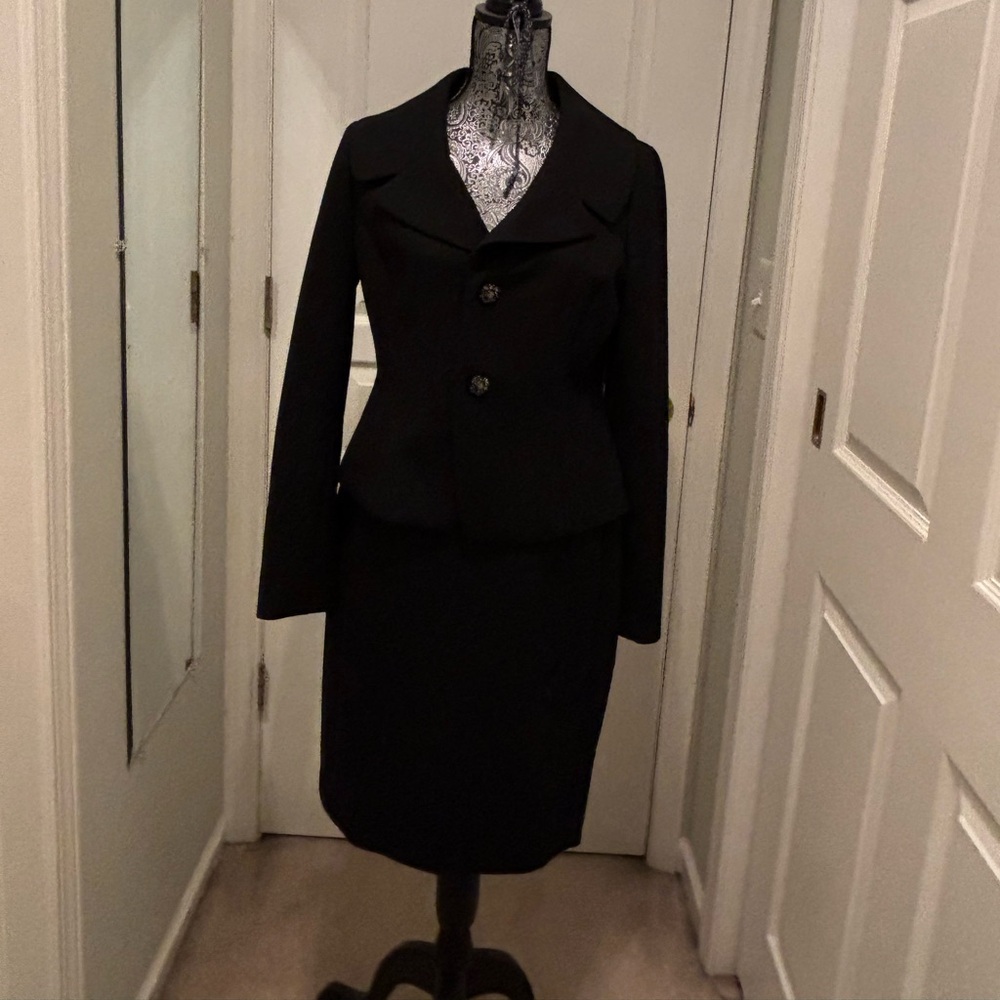 Ann Taylor skirt suit with crystal detail buttons